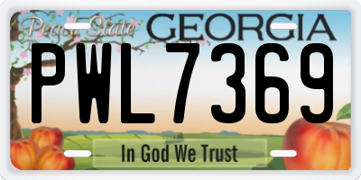 GA license plate PWL7369