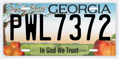 GA license plate PWL7372