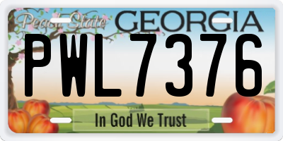 GA license plate PWL7376