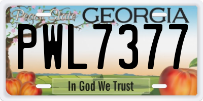 GA license plate PWL7377