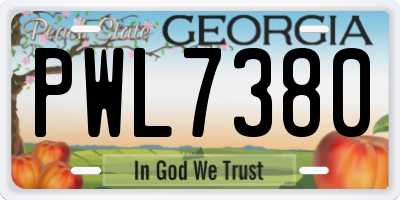GA license plate PWL7380