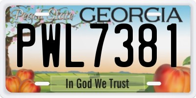 GA license plate PWL7381