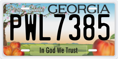 GA license plate PWL7385