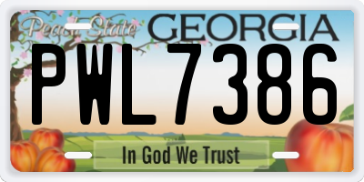GA license plate PWL7386