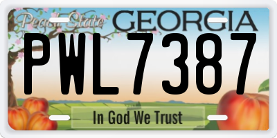 GA license plate PWL7387