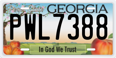 GA license plate PWL7388