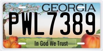 GA license plate PWL7389