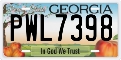 GA license plate PWL7398
