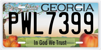 GA license plate PWL7399