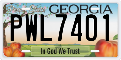 GA license plate PWL7401