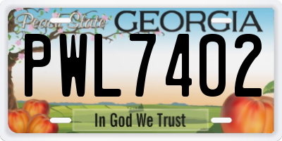 GA license plate PWL7402