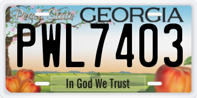 GA license plate PWL7403