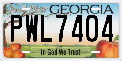 GA license plate PWL7404