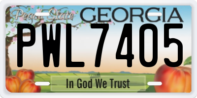 GA license plate PWL7405