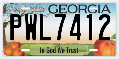 GA license plate PWL7412