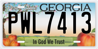 GA license plate PWL7413