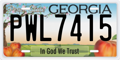 GA license plate PWL7415
