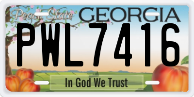 GA license plate PWL7416