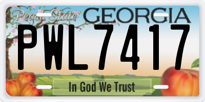 GA license plate PWL7417