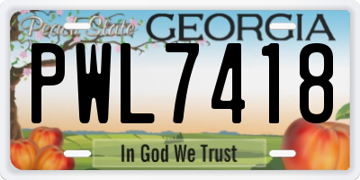 GA license plate PWL7418