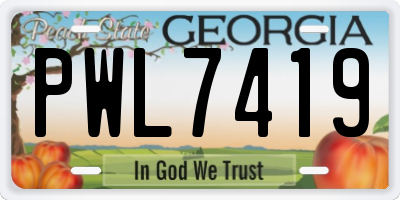 GA license plate PWL7419