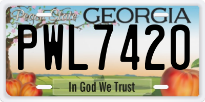 GA license plate PWL7420
