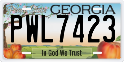 GA license plate PWL7423