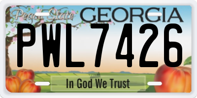 GA license plate PWL7426
