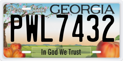 GA license plate PWL7432