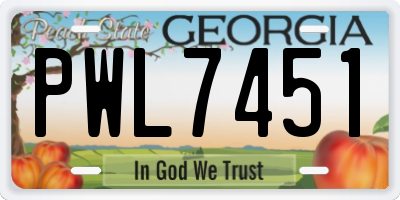 GA license plate PWL7451