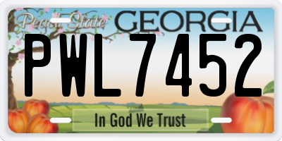 GA license plate PWL7452
