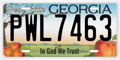 GA license plate PWL7463