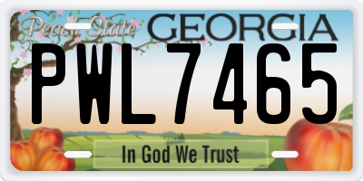 GA license plate PWL7465