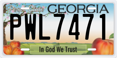 GA license plate PWL7471
