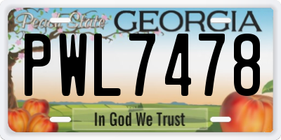 GA license plate PWL7478
