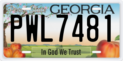 GA license plate PWL7481