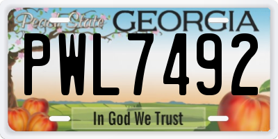 GA license plate PWL7492