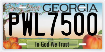 GA license plate PWL7500