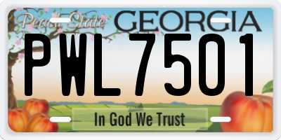 GA license plate PWL7501