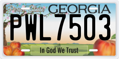 GA license plate PWL7503
