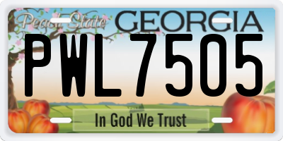 GA license plate PWL7505