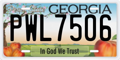 GA license plate PWL7506