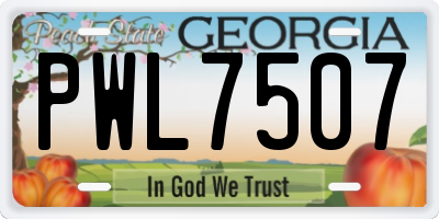 GA license plate PWL7507
