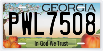 GA license plate PWL7508