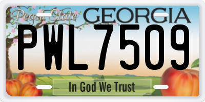 GA license plate PWL7509