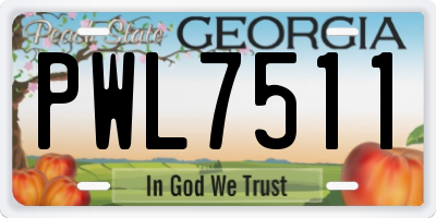 GA license plate PWL7511