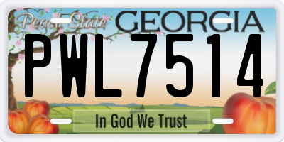 GA license plate PWL7514