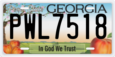 GA license plate PWL7518