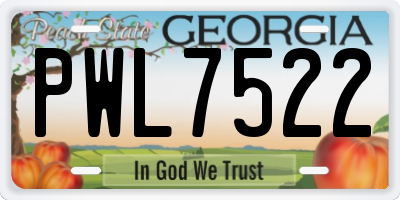 GA license plate PWL7522