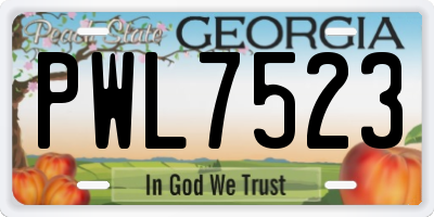 GA license plate PWL7523